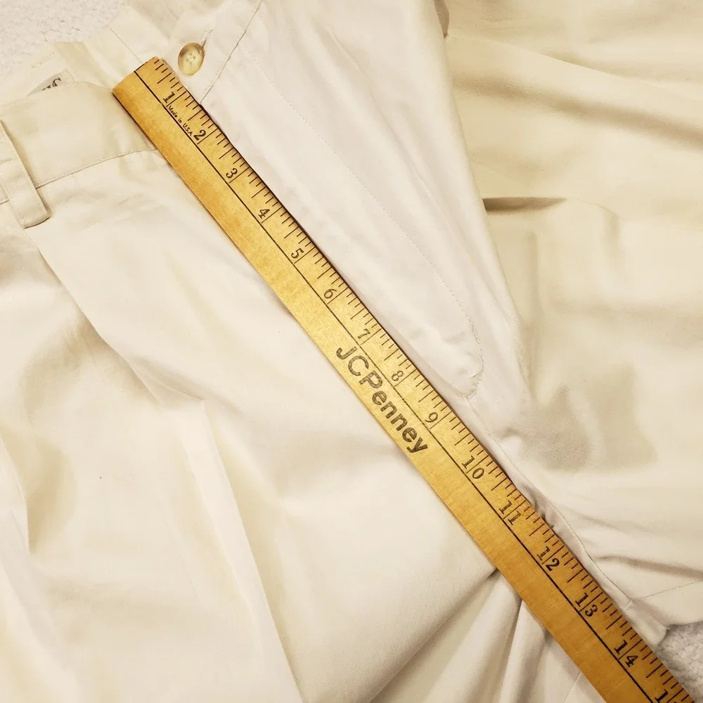 Vintage Banana Republic Chinos Mens 33L Cream Pleated Cuffed Trousers Italy Made